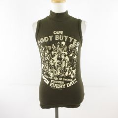 ボディーバター BODY BUTTER カットソー ノースリーブ プリント カーキ 緑 *T309