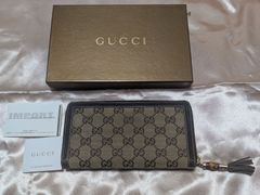 GUCCI GGキャンバス バンブータッセルラウンドファスナー長財布224253