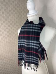 【美品】 BURBERRY バーバリー ノバチェック柄 カシミヤ 100％ フリンジ マフラー P2584