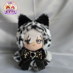 ちびぐるみ ぬい服 11cm 着ぐるみ ねこ 白豹柄黒(内耳 黒) しっぽ付