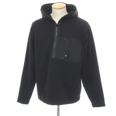 【中古】テンシー Ten c Knits コットン 異素材切り替え ハーフジップ プルオーバー パーカー ブラック【サイズS】【メンズ】