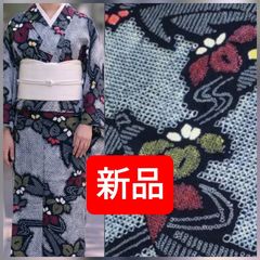美品 有松鳴海絞り 高級浴衣 総絞り 藍染め 大輪花 身丈157 裄64 紺白
