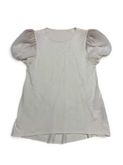 美品　DAISY LIN　FOXEY　デイジーリン　フォクシー　半袖　ニット　カットソー　パフスリーブ　シフォン　ホワイト　サイズ38　レーヨン　ポリエステル