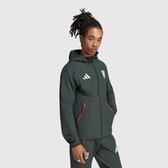 【送料無料・匿名配送】adidas アディダス マンチェスターユナイテッド 26/27 トラベル ウインドブレーカー 深緑 撥水 フード ジップポケット 正規品