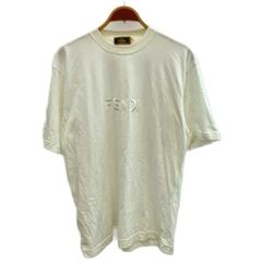 フェンディ FENDI Tシャツ カットソー  M 白 ホワイト ロゴ刺繍 半袖 /KK ■GY18
