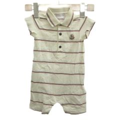 モンクレール MONCLER ロンパース 6 7 白 ホワイト ボーダー柄 ハーフボタン 半袖 /NP ■GY05