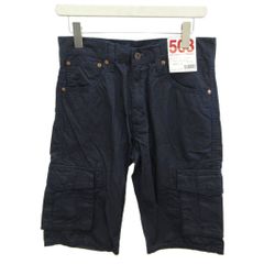 리바이스 Levi's 503 데님 카고 하프 팬츠 반바지 하단 스트라이프 패턴 카고 포켓 W30 L13 감색 네이비 슬러셔 포함 SH