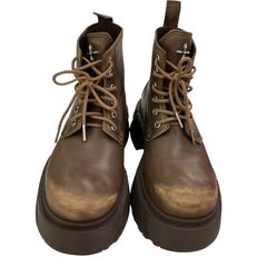 186001 SMFK 厚底　レースアップ　レザー S00100K 23.5cm ブラウン レディース