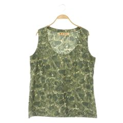 マルニ MARNI ノースリーブブラウス Uネック プルオーバー 総柄 イタリア製 46 カーキ MY ■OS ■GY01
