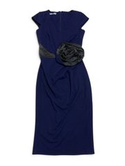 美品　美シルエット　RINASCIMENTO　リナシメント　バラ　ネイビー　ノースリーブ　ワンピース　サイズＳ　ITALY　イタリア製　高級　ポリエステル　ドレス　DRESS