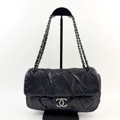 中古】CHANEL シャネル ココマーク レザー編み込み チェーン ブローチ