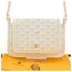 【中古】ゴヤール プリュメ ヘリンボーン ショルダーバッグ ホワイト Aランク go16145gg