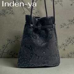 印傳屋 インデンヤ ハンドバッグ 唐草模様 ネイビー - メルカリ