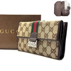 革の表情を愉しむ】 GUCCI 長財布 GGキャンバス ホースビット シェリー