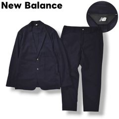 【美品】 ニューバランス New Balance 2B イージー スーツ セットアップ 上下 テーラード ジャケット スラックス パンツ L／XL ネイビー スポーツ フォーマル ビジネス メンズ