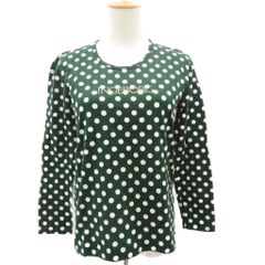 インゲボルグ INGEBORG Tシャツ カットソー 緑 グリーン 白 ホワイト ドット柄 ラウンドネック 長袖 /MA11 ■ECD009
