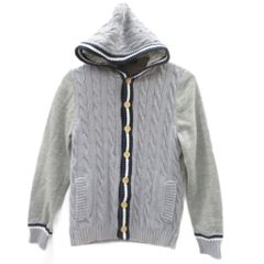 トゥモローランド トリコ TOMORROWLAND tricot ニットカーディガン M グレー ミドル丈 フード付き 切替 /HO46 ■ECC009