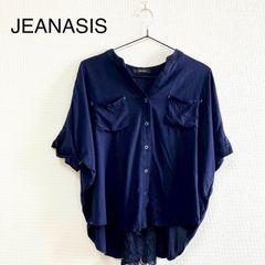 JEANASIS ジーナシス 半袖 シャツ トップス ネイビー シンプル 無地 フリーサイズ 手洗可