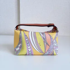 美品✨️EMILIO PUCCI エミリオプッチ イタリア製 ITALY レザー×PVC アクセサリーポーチ ハンドバッグ ミニサイズ マルチカラー