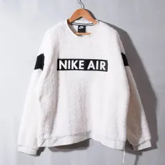 ナイキ NIKE フリース スウェット XL ホワイト ブラック NIKE AIR ロゴ刺繍 ボア 90sデザイン ユニセックス オーバーサイズ ストリート Y2K 古着 Z216