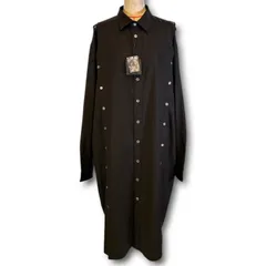 新品 タグ付き NOT CONVENTIONAL ノットコンベンショナル ロングシャツワンピース ボタン 長袖 無地 黒 ブラック フリーサイズ レディース 春 秋 ゴーゴー古着マルイ草加店 23 No.久3460
