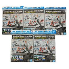 未使用 BANDAI バンダイ 1/144スケール アクションベース2 ブラック プラモデル用ディスプレイスタンド   5点まとめ売り
