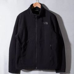 ノースフェイス THE NORTH FACE ソフトシェルジャケット M ブ ラック ロゴ刺繍 ストリート シェルドフリース ストリート アウトドア 古着 Z096