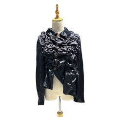 COMME des GARCONS COMME des GARCONS(コムデギャルソンコムデギャルソン) 2026SS Gathered round collar jacket ギャザー 丸襟 ジャケット RQ-J030 S ネイビー AD2025