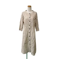 ジュンコシマダパート２ JUNKO SHIMADA part2 タグ付き ワンピース ドット柄 リネン混 ノーカラー シャツワンピース 前開き 11AR アイボリー /EH■ECF006