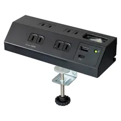 エルパ(ELPA) デスクUSBタップ PD20W ブラック 急速充電対応 Type-C Type-A USBポート付 コンセントタップ 4個口 2m 卓上 クランプ式 スマホ タブレット 充電器 節電 待機電力カット 個別スイッチ 雷ガード WLS-DS42