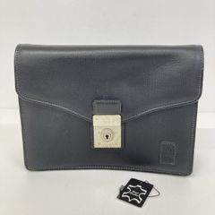 DAKS LONDON/ダックス セカンドバッグ/クラッチバッグ ブラック系 リアルレザー/本革 シルバー金具 鍵付き[OB04759]