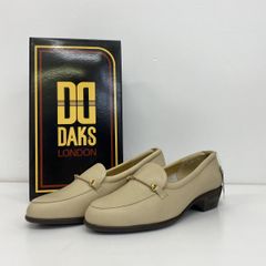 極美品 DAKS LONDON/ダックス ローファー23cm EEE ベージュ ゴールド金具 日本製 4350 パンプス/フラットシューズ レディース箱付[OC03504]