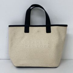 BARNEYS NEWYORK トートバッグ/ハンドバッグ キャンバス アイボリー/ブラック バーニーズニューヨーク[OL02419]