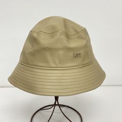 美品 Lee/リー バケットハット/帽子 233-076602 ベージュ 58cm 合成皮革 ロゴ刺繍[OB04799]