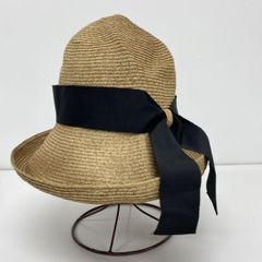 상태좋음 FAVORIE maxim 맥신 밀짚 모자 빨대 모자 여성 브라운계×블랙 리본 종이 소재 55cm OB04809
