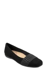トロッターズ レディース シューズ パンプス Trottersamantha Flat Black Suede Croco ブラック