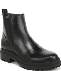 バイオニック レディース シューズ ブーツ・レインブーツ レザー Vionic Georgina Waterepellentumbled Leather Lug Sole Booties Black