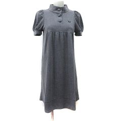 フレッドペリー FRED PERRY ワンピース ひざ丈 半袖 M グレー /YI