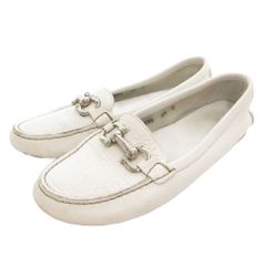 サルヴァトーレフェラガモ Salvatore Ferragamo ガンチーニ ドライビングシューズ ローファー 靴 モカシン編み フラットソール 6 1/2 白 ホワイト 23594 /NL ■GY62