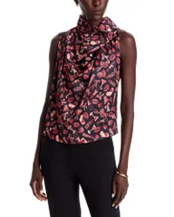 ティー・タハリ レディース トップス シャツ ノースリーブラウス Tahari Cowl Neck Sleeveless Blouse Ruby Party ルビー