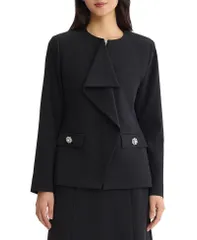 ミンウォン レディース アウター ジャケット・ブルゾン クレープ ドレープ Ming Wang Stretch Deco Crepe Drape Front Jacket Black ブラック
