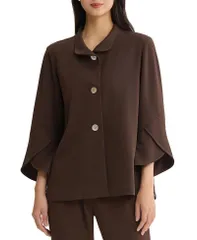 ミンウォン レディース アウター ジャケット・ブルゾン クレープ Ming Wang Button Front Bell Sleeve Deco Crepe Jacket Dark Umber