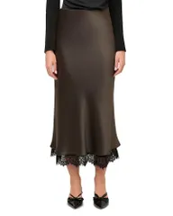 フィフティーントゥエンティ レディース ボトムスカート レーストリム ミディ レース Fifteen Twenty Mia Lace Trim Bias Midi Skirt Espresso