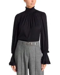 コビーハルペリン レディース トップス シャツ シルク シャーリング ブラウス マキシ Kobi Halperin Maxine Silk Blend Smocked Trim Blouse Blac