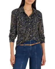 ニックプラスゾーイ レディース トップス シャツ シフォン NICZOE Portobello Paisley Spread Collar Chiffon Shirt Blue Multi ブルー