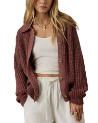 ファレティ レディース アウター カーディガン コットン Faherty Sunwashed Cotton Lodge Cardigan Sunwashed Redwood