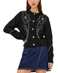 レイルズ レディース アウター カーディガン コットン Railsybil Cotton Braid Trim Cardigan Western Floral