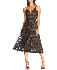 ドレスザポプレーション レディース トップス ワンピース Vネック フラワー柄 ミディ レース フラワー Dress the Population Tahani 3D Floralace VNeck