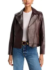 ジョニーワズ レディース アウター ジャケット・ブルゾン レザー Johnny Was Leather Zipper Pocket Biker Jacket Dark Brown ブラウン