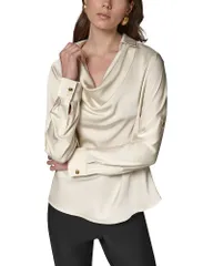 ダナ キャラン ニューヨーク レディース トップス シャツ Donna Karanew York Roll Tab Cowl Neck Shirt Ivory アイボリー